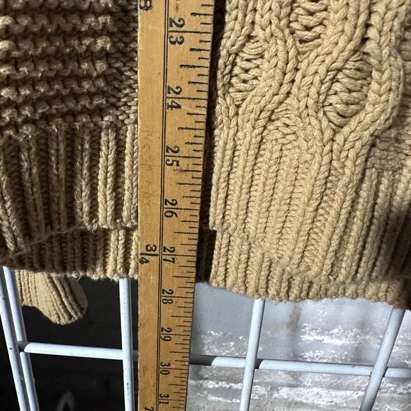 Free People Cable Knit Sweater Tan Oversized Long Sleeve Women's Size M cozy - Picture 7 of 7